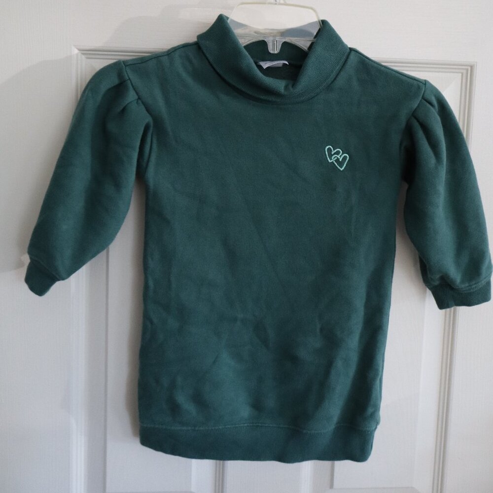 Gap Tunic Sweater Dark Green with heart embroidery detail 3T